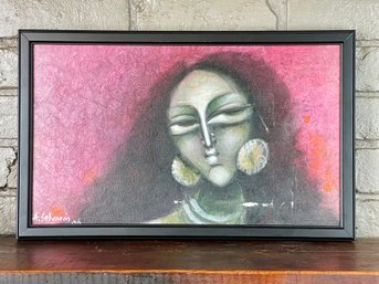 Signed Acrylic Painting By Noted Indian Artist A. Selvaraj