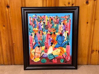 An Original Acrylic, Abstract Crowd, Signed