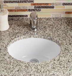 MR Direct White Porcelain Undermount Oval Traditional Bathroom Sink