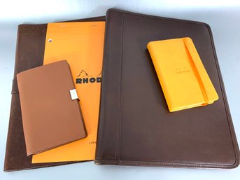 2 Leather Portfolios & Stationary Items From Rhodia, Levenger, Col Littleton, Coach