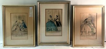 Lot Of 3 Wonderfully Framed 1800s Les Modes Parisiennes Fashion Ads