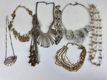 Vintage Goldtone And Silver Statement Necklaces