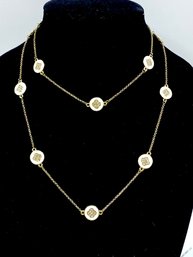 Vintage Enamel Van Cleef Style Quatrefoil Goldtone Necklace