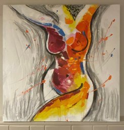 Large Painting On Canvas Of A Lovely Woman's Bare Torso.      Den