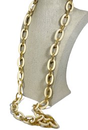 Ben-Amun Gilt Gold Tone White Plastic Link Elongated Necklace