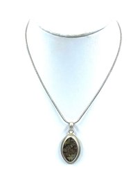 Beautiful 925 Sterling Silver --- Stone Pendant Necklace