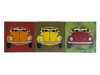 Original VW Painting On Wood, Volkswagen Beetle Lovers, This Is For You!