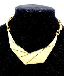 Incredible Goldtone & Enamel Signed Monet Geometric Collar Necklace