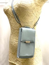 Ladies Light Blue Leather Crossbody Bag/wallet