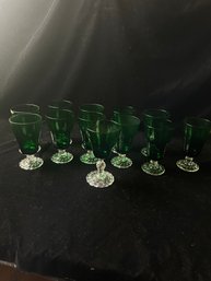 Green Clear Stemmed Glasses