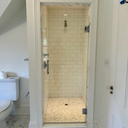 A Glass Shower Door With Polished Chrome Handle And Hinges - Bath 3