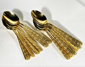 12 Gold Over Silver Plate Spoons 5' Long Marked VIP MCM