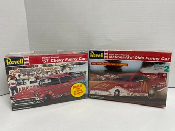 Revell, Pair Of 1/24 Scale Model Kits: 57' Chevy Funny Car  & McDonald's Olds Funny Car ( #42)