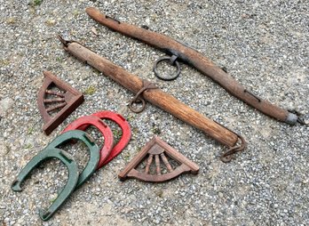 Antique Yokes, Horse Shoes, And Victorian Brackets