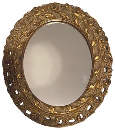 Vintage Ornate Carved Gilt Wood Oval Mirror