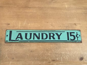 VINTAGE MUMMERT METAL SIGN LAUNDRY 15c Made In USA