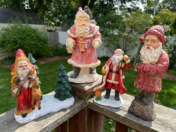 Four Santa Resin Rigures 2 Signed  1998 Susan Winget 1st Edition &  2002 Craig Kirkwood For Demdaco