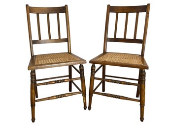 Pair Of Antique Cane Seat Chairs