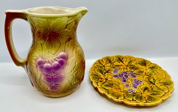 Vintage French Ceramics: Clement Pitcher & PV Plate