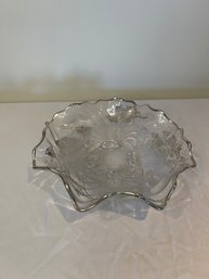 Flanders Clear Large Scalloped Footed Bowl By Silver City Glass