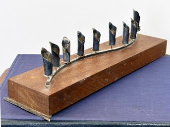 A Vintage Mid Century Modern Sterling Silver Menorah, By Alvin Cohan, 1960's