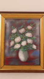 VINTAGE ENAMEL ON METAL STILL LIFE PAINTING SIGNED M. KARP