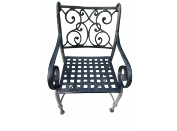 Heavy Black Wrought  Iron Arm Chairs - Set Of 4