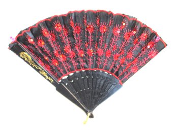 Elegant Cloth& Beads  Handmade Fan