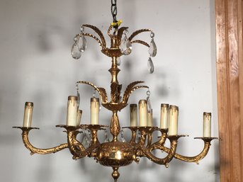 Vintage Solid Brass Chandelier - Made In Spain - These Look Great Painted OR Use The Way It Is - Beautiful !