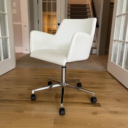 A White Leatherette Desk Chair - Adjustable Height