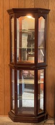 Vintage Lighted Wood Curio Cabinet-Lot 1