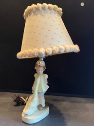 Girl & Duck Chalkware Bedside Lamp & Shade