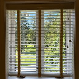 A Trio Of Hunter Douglas Wood Blinds Window Shades - Bath 3