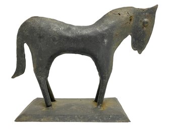 Folk Art Black Metal Horse Sculpture