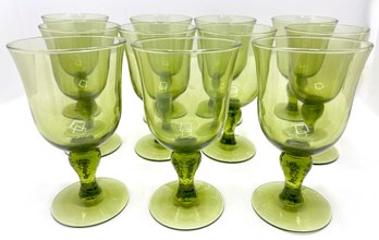 11 Vintage Green Wine Glasses