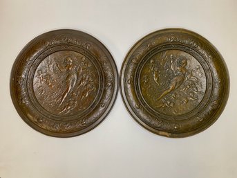 Pair Of 19th C. Bronze Classical Plaques With Cupids