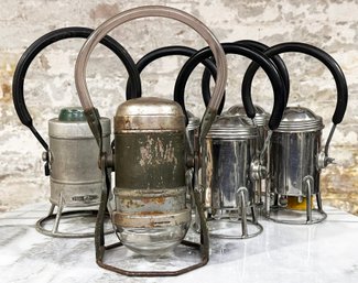 A Group Of Vintage Electric Railway Lanterns, Conger Lantern Company And More