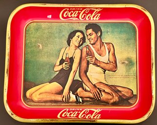 Vintage 1970s Coca Cola Coke Advertising Tin Litho Tray - Tarzan & Jane Johnny Weissmuller & Maureen OSullivan