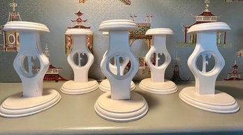 7 Piece Vintage Painted Wooden Hat Stands - 'F' Initial