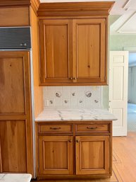 A 42' Upper & Lower Custom Crafted Cabinet Unit With Italian Calacatta Gold Marble - Right Of Refrigerator