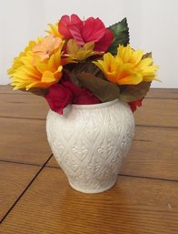 Lenox Vase With A Colorful Array Of Artificial Flowers