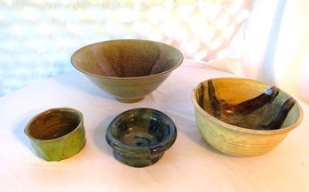 4 Pieces Of Studio Pottery Bowls