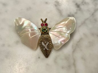 Mother Of Pearl Insect Brooch