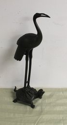 Beautiful Bronze Statue.  Crane & Tortoise