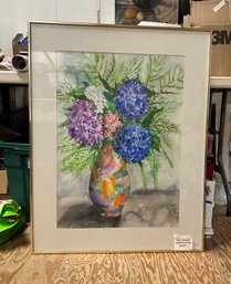 Original Watercolor Painting Of Splendore Nel Vase Signed By The Artist Jean Carrozza 1998. DC/WA-c