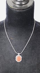 Silver Vintage Necklace With Carnelian Pendant