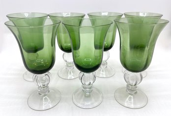 7 Lenox Vintage Green Wine Glasses