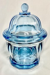Vintage 1950's Indiana Glass Co. Azure Blue Glass Heavy Apothecary Jar