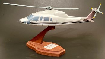 Vintage Desk Top Display Model Commercial Helicopter - Sikorsky S -76 - Wood Plastic Metal - 10 Long X 6.25 H