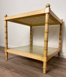 Two Tier Faux Bamboo End Table